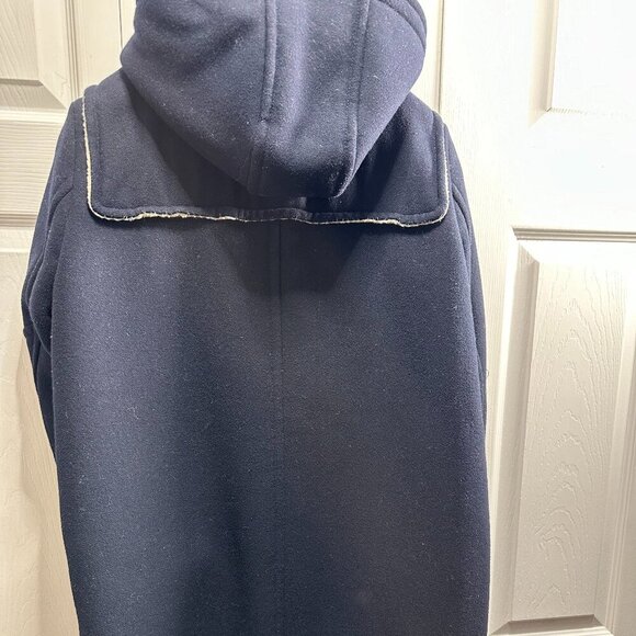 Zara Basic Women's Ladies Dark Blue Navy Wool Coat Jacket with Hood Size (L) - Picture 4 of 12